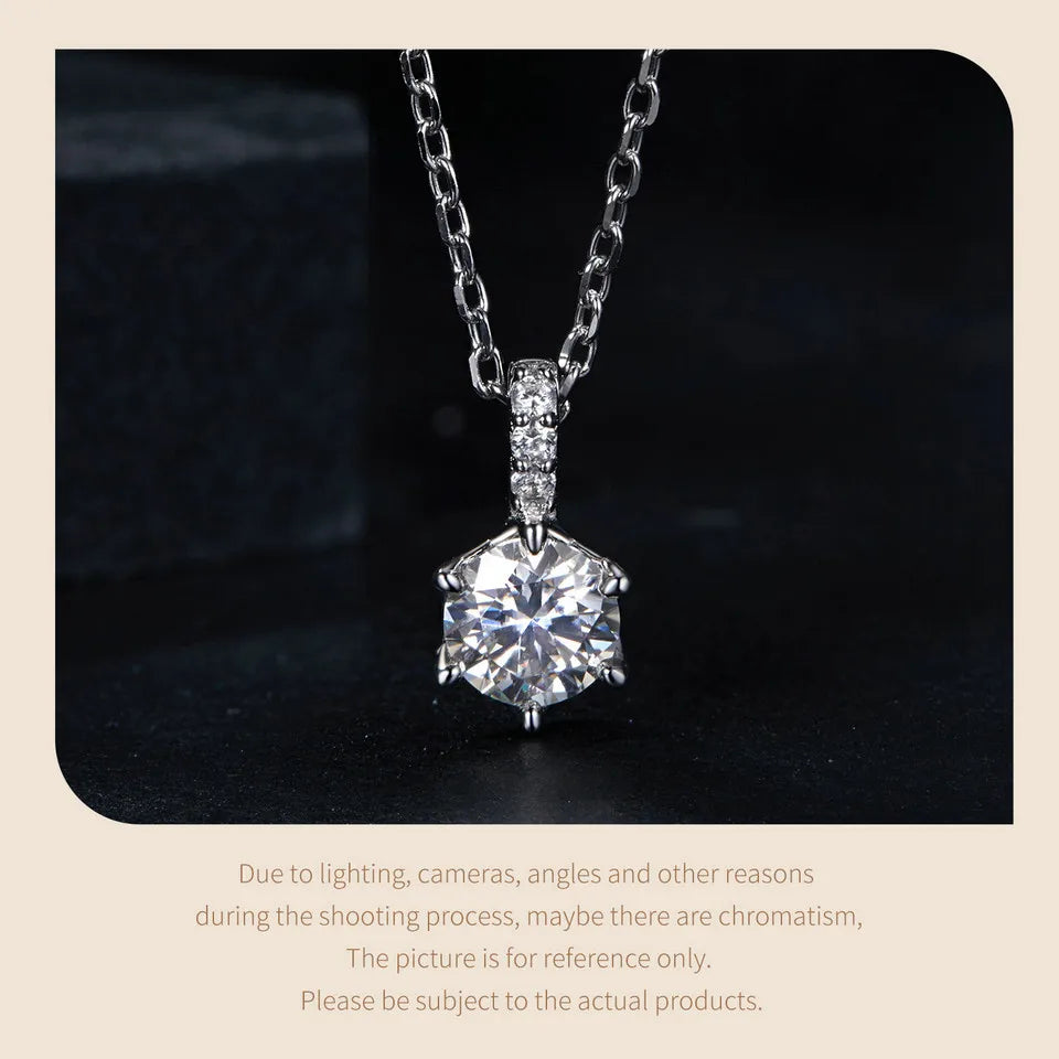 1 Carat Moissanite Heart Pendant Necklace for Women – 925 Sterling Silver, D Color VVS1 Lab-Grown Diamond, Elegant Jewelry for Wedding & Engagement