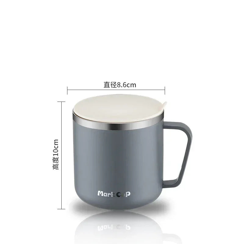 304 Stainless Steel Insulated Coffee Mug with Handle and Lid – 400ML Portable Thermos Cup
