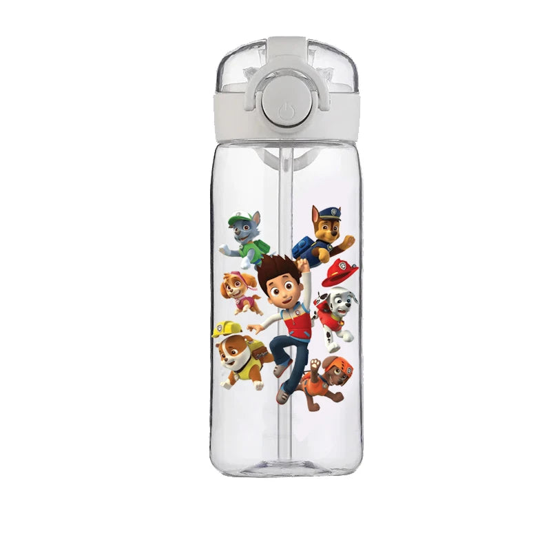 400ml PAW Patrol Chase Water Bottle – Leak-Proof Cartoon Plastic Cup with Straw for Kids, School, and Outdoor Sports Use