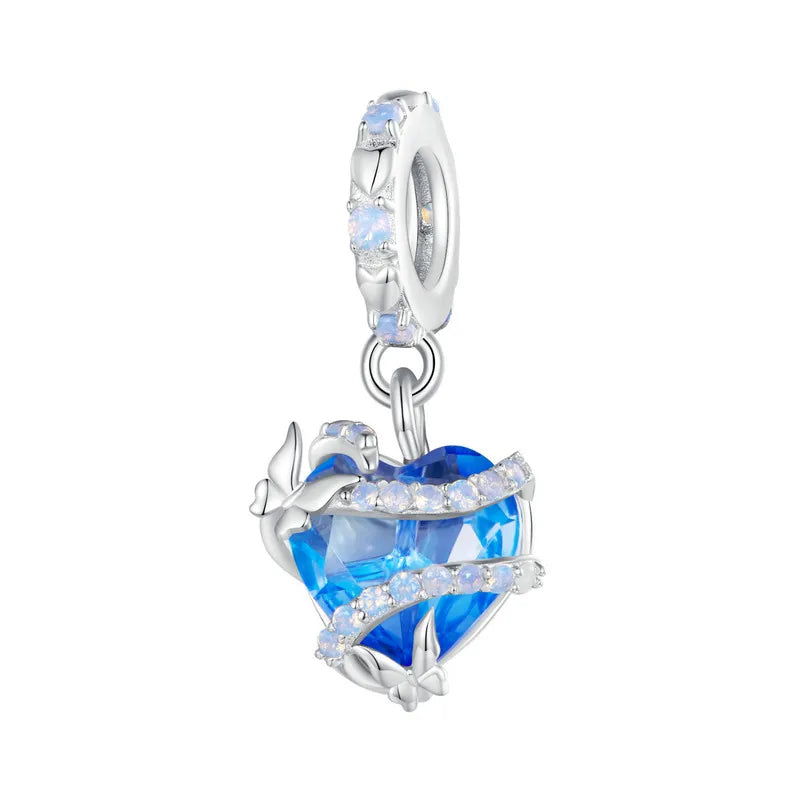 Sterling Silver Pumpkin Carriage & Dancing Shoes Charm Bead – Heart-Shaped Pendant for DIY Bracelets