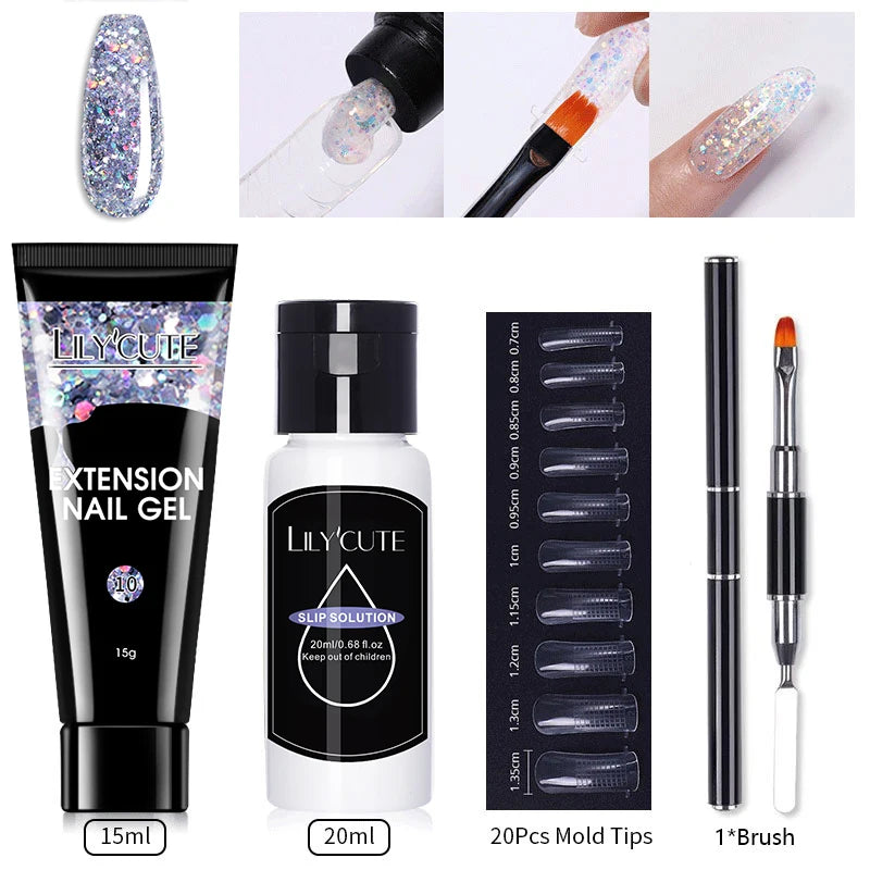 15ml Nail Extension Gel Kit – Soak Off UV Acrylic Gel in White, Clear & Pink for Home or Salon Nail Art