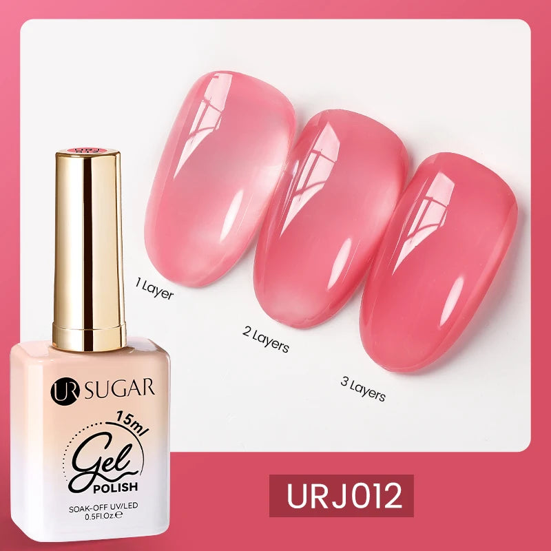 UR SUGAR 15ml Blood Red Jelly Gel Polish – Translucent Crystal Nude Gel for Fall & Winter UV/LED Manicure