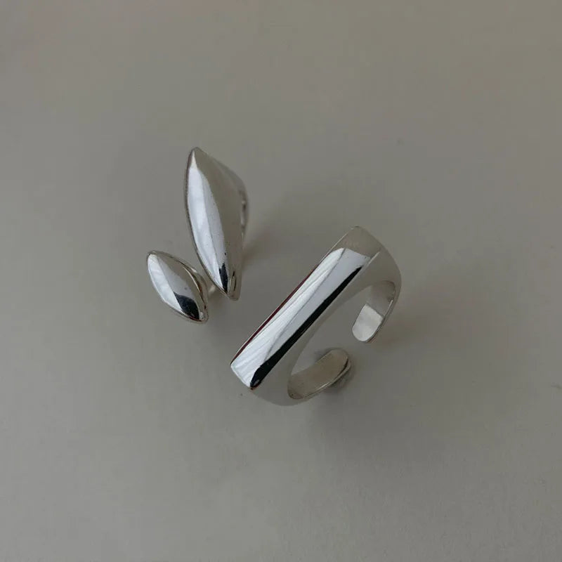 925 Sterling Silver Open Band Ring for Women – Handmade Flat Vintage Style with Zircon Accent
