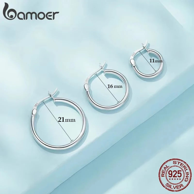 925 Sterling Silver Bold Hoop Earrings – 14K White Gold Plated Hypoallergenic Tube Design for Women