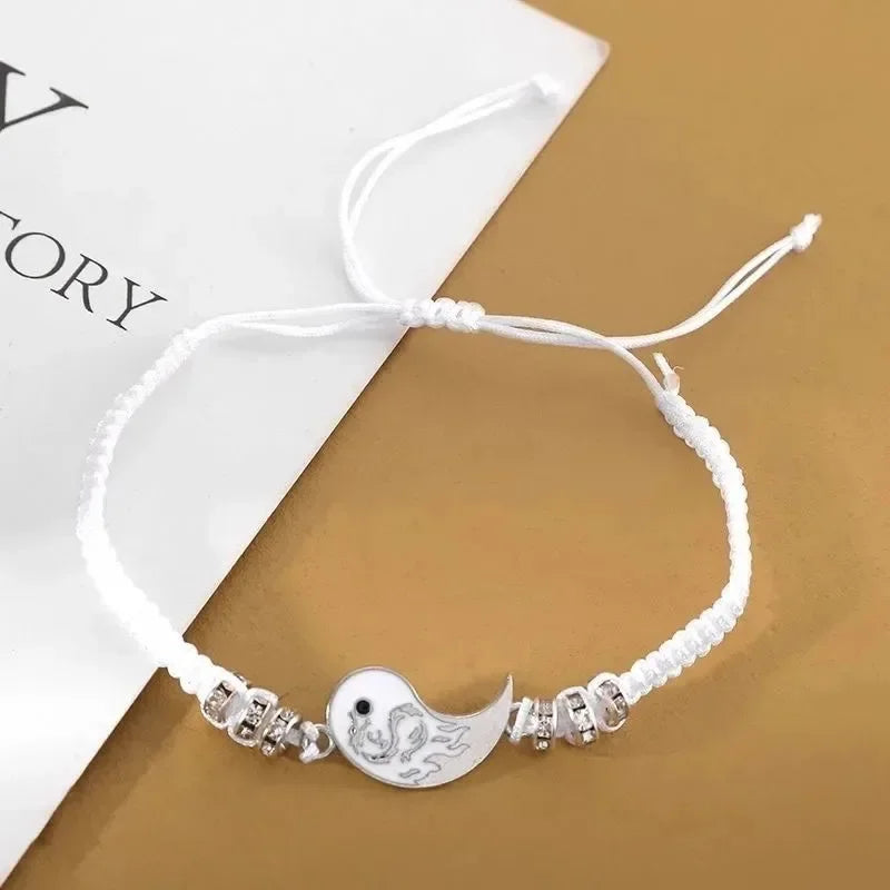 Yin Yang Dragon Charm Bracelets – Adjustable Couple Friendship Jewelry Set