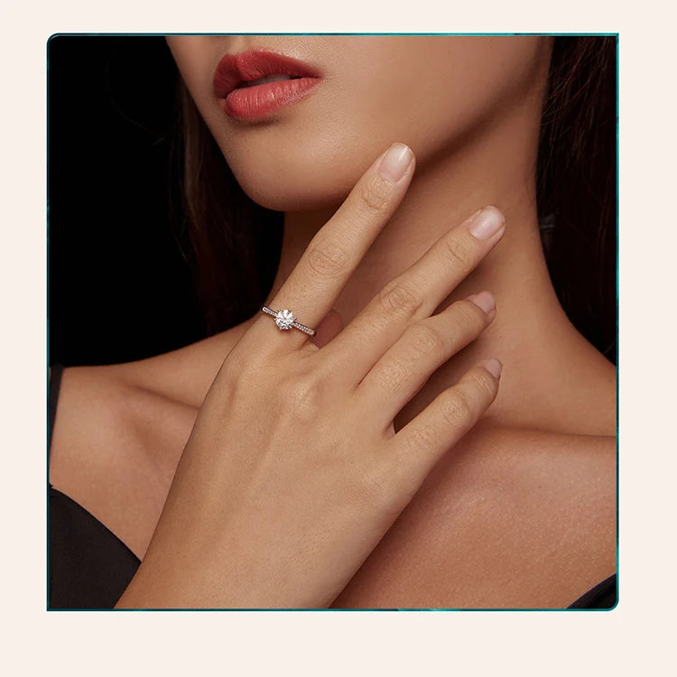 0.8 Carat Moissanite Engagement Ring – D Color VVS1 Stone with Zircon Accents on 925 Sterling Silver for Women