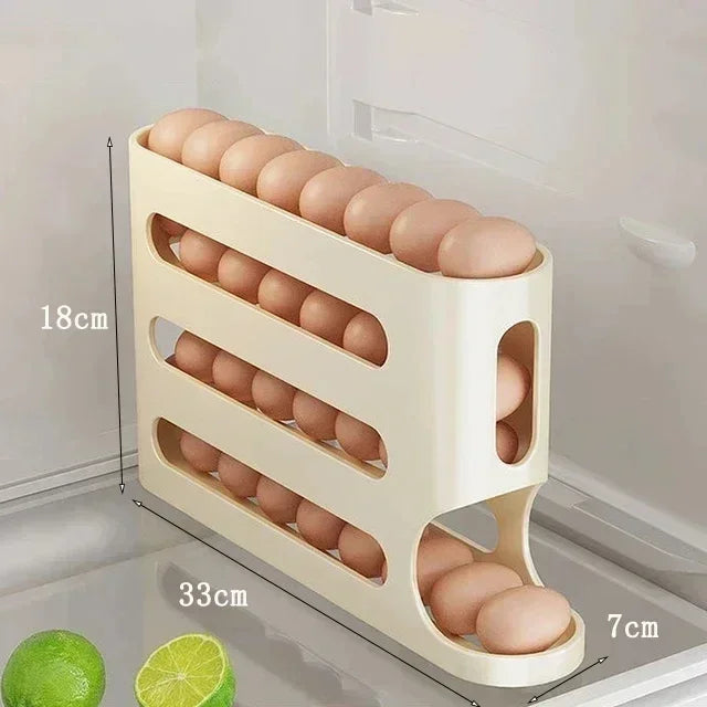 2–4-Layer Sliding Egg Storage Box – Ladder Style Refrigerator Organizer with Automatic Rolling Design