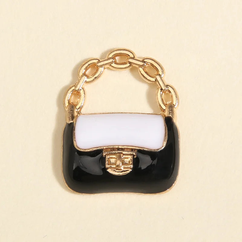 10pcs Colorful Enamel Handbag Charms – Cute Cartoon Purse Pendants for DIY Jewelry, Keychains & Necklaces