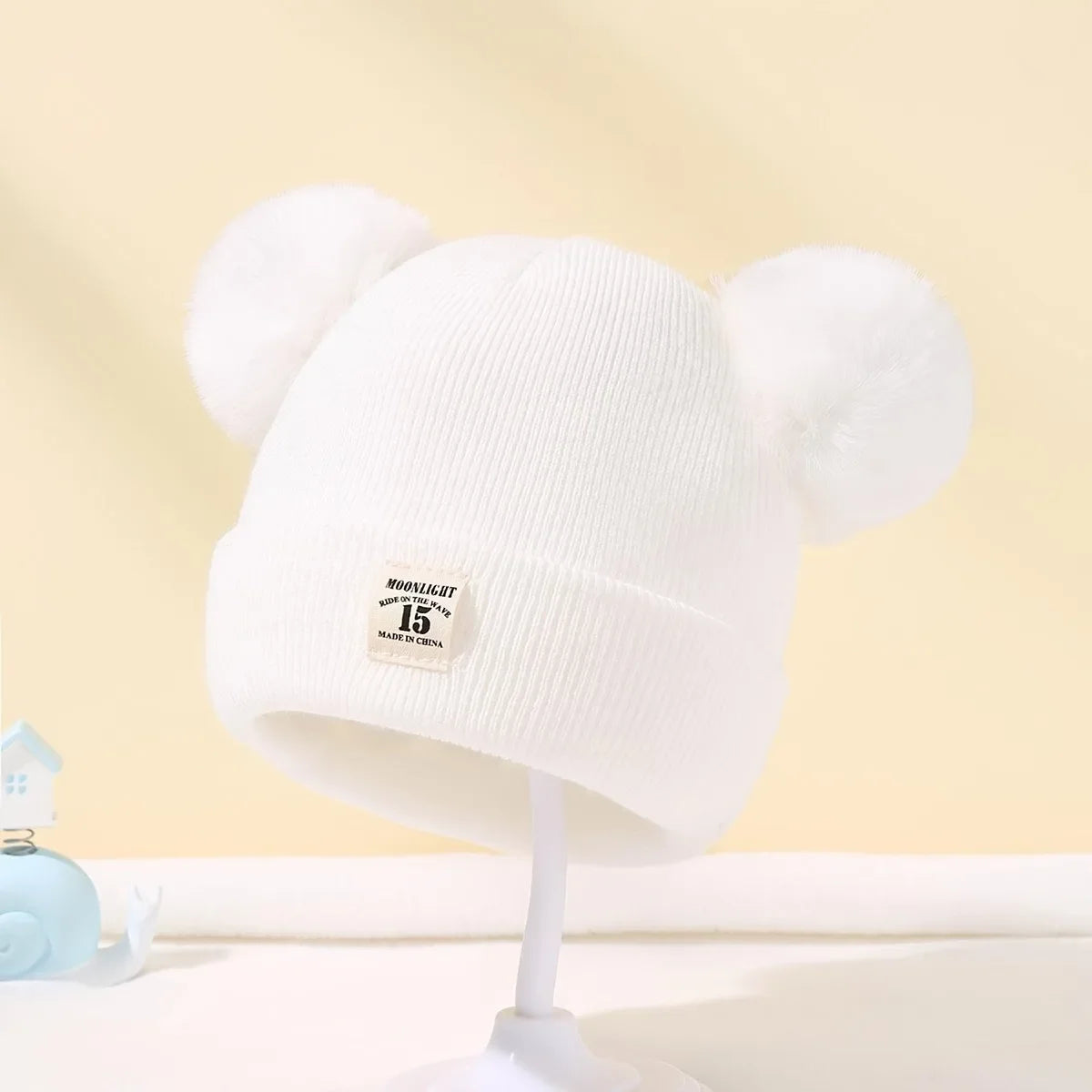 Solid Color Wool Knitted Baby Bonnet with Pompom – Warm Winter Beanie Cap for Newborns and Toddlers (0–3Y)