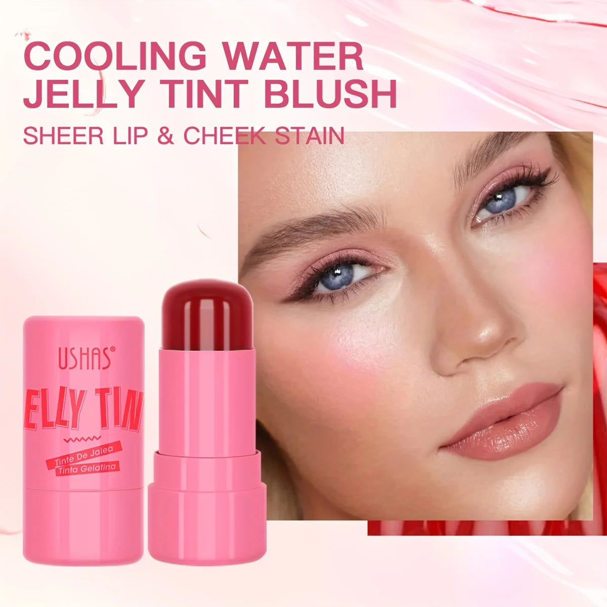 4-in-1 Jelly Blush Stick – Lip Balm, Blush, Eyeshadow & Gloss Multi-Use Makeup