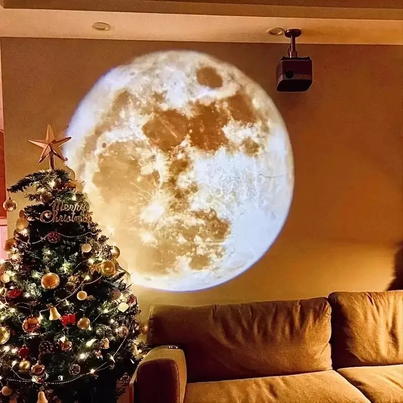 USB-Powered Moon & Earth Projection Light – Atmospheric Ceiling Projector for Bedroom, Party, or Meditation