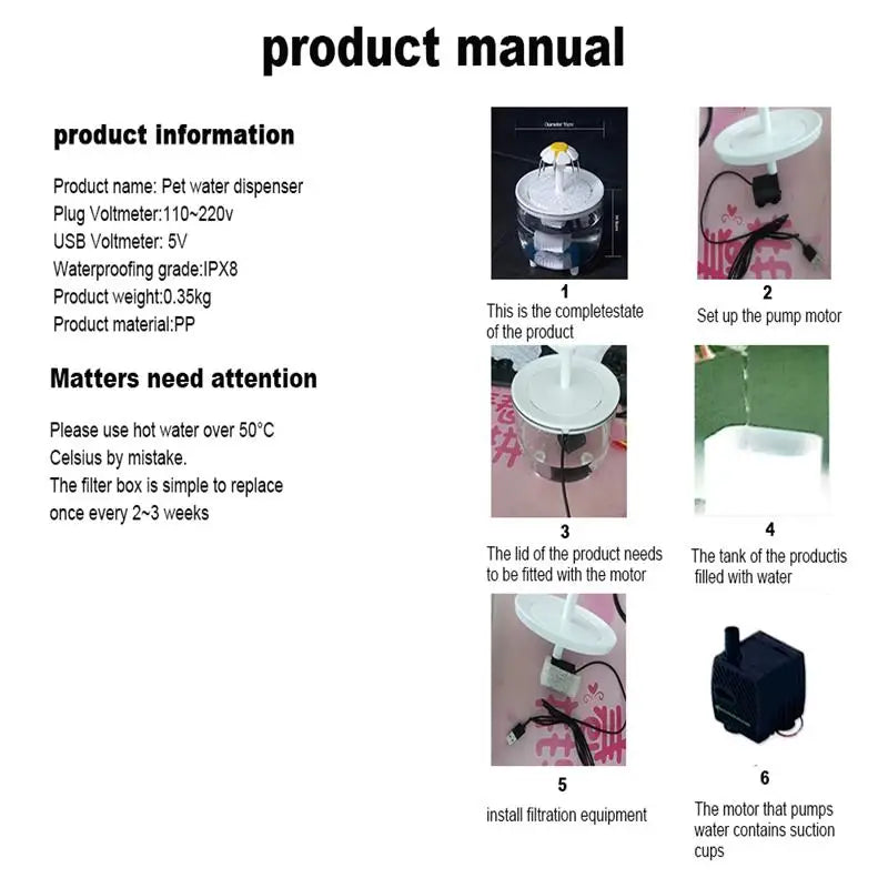Automatic Cat Water Fountain with Transparent Design – USB Electric Quiet Pet Drinker with Recirculating Filter, 1.2L Capacity