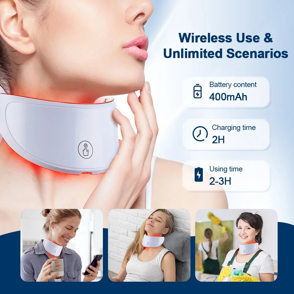 7-Color LED Facial and Neck Light Therapy Mask – Red Light Anti-Aging Device for Skin Tightening, Lifting, Rejuvenation, and Whitening