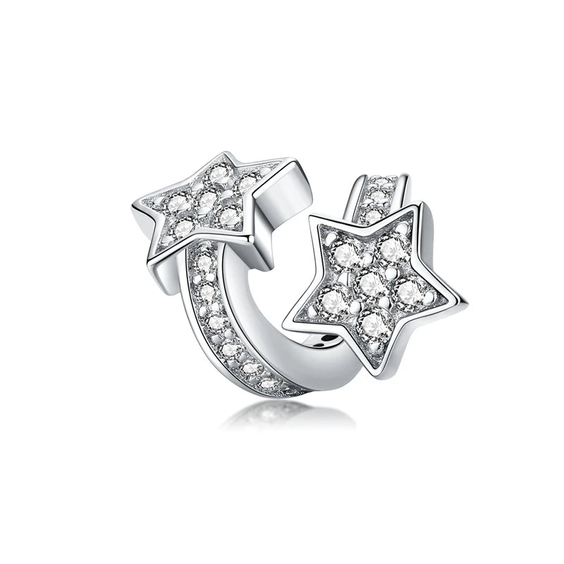 925 Sterling Silver Family Heart Cross Charm – Clear 5A Crystal Bead for Bracelets & Necklaces