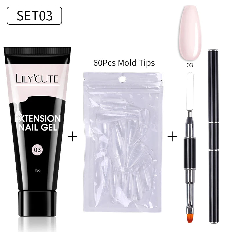 15ml Nail Extension Gel Kit – Soak Off UV Acrylic Gel in White, Clear & Pink for Home or Salon Nail Art