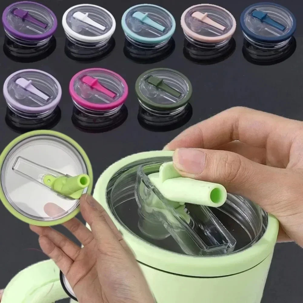 40oz Spill-Proof Lid with Spiral Straw Cover – Creative, Eco-Friendly Replacement Lid for Stanley Cup Accessories