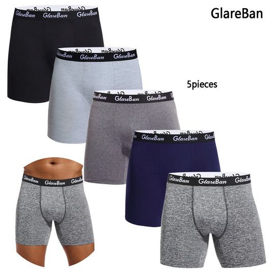 5-Pack Men's Mid-Length Boxer Shorts – Soft Breathable Stretch Underwear for Everyday Comfort