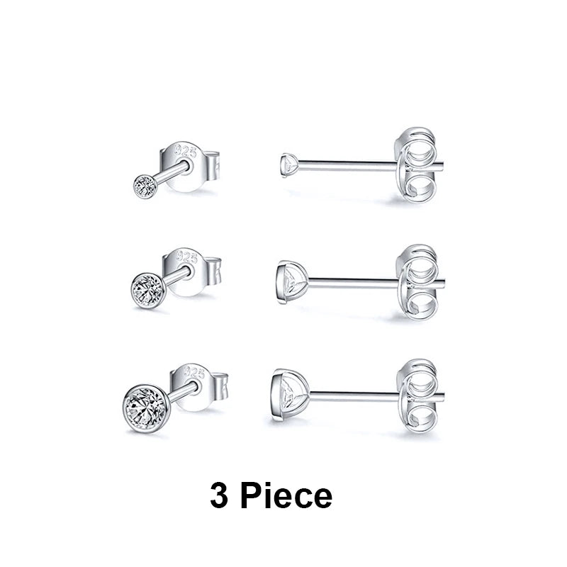 925 Sterling Silver 3-Piece Stud Earrings Set for Women – 18K Gold-Plated, Irregular Mini Design Fine Jewelry