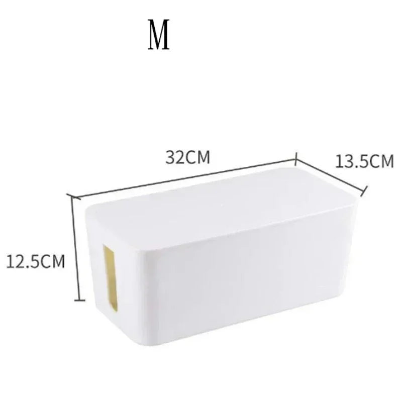 Cable Storage Organizer Box – Covered Wire Management Case for Power Strips, Chargers & Network Cables