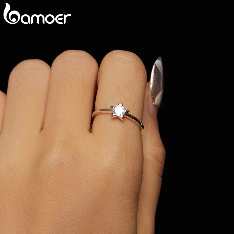 Star-Shaped Moissanite Ring – 0.3 Carat D Color VVS1 Stone on 925 Sterling Silver Pave Band for Women