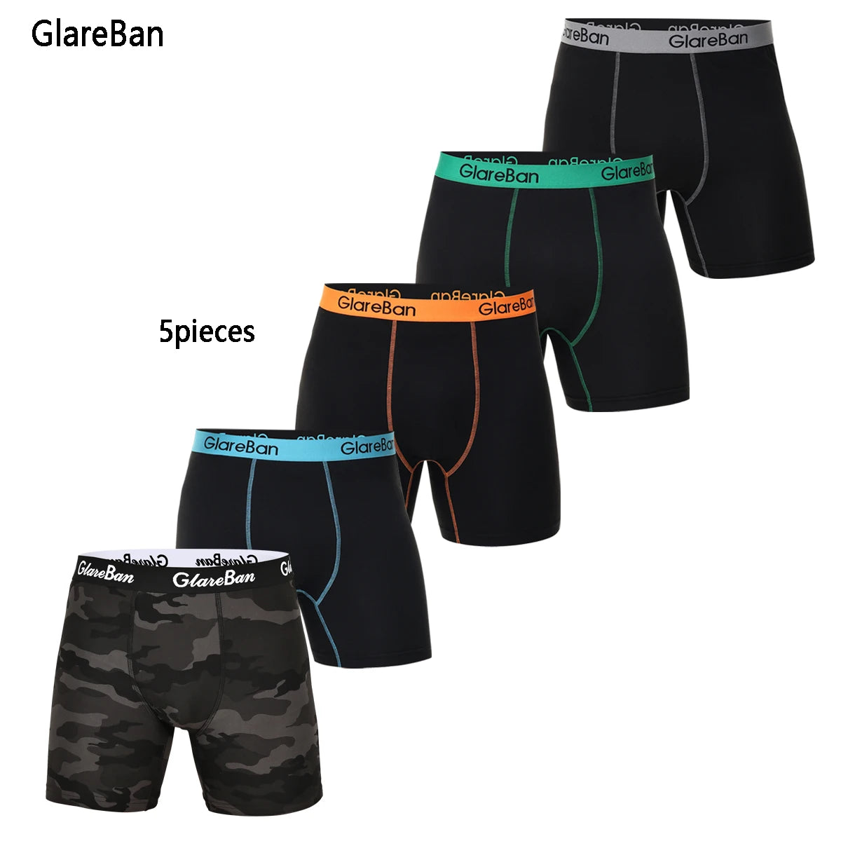5-Pack Men's Mid-Length Boxer Shorts – Soft Stretch Polyester Briefs-Style Underwear (S–XXL)