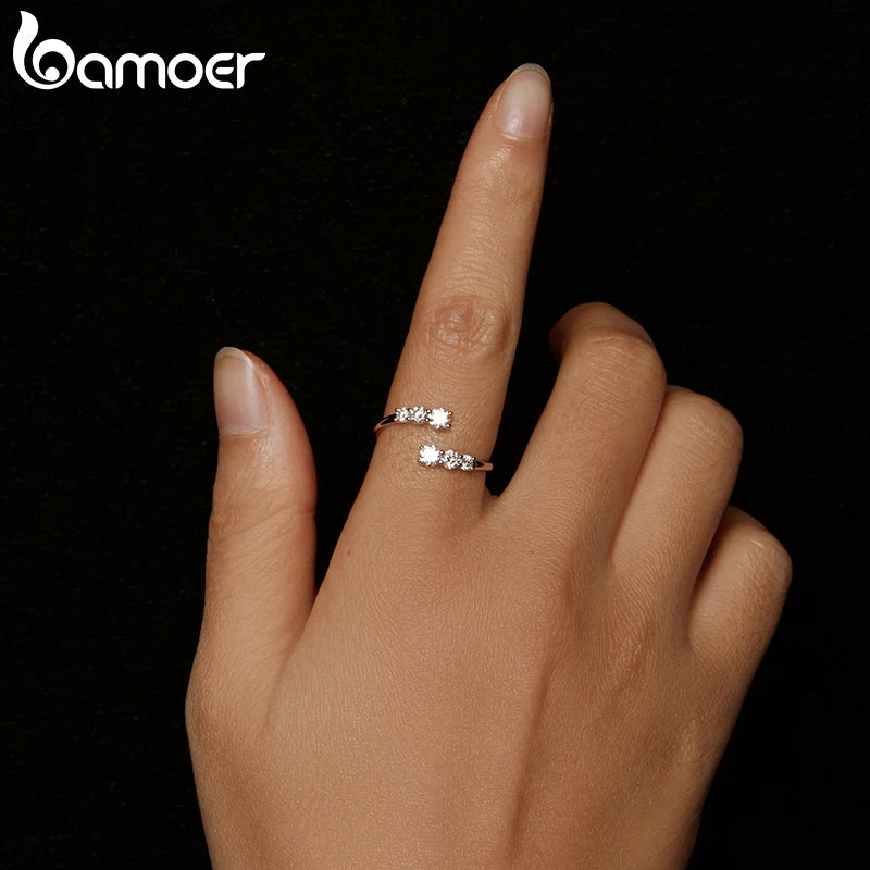 Adjustable Moissanite Open Ring – White Gold Plated 925 Sterling Silver with D Color VVS1 Stone for Women