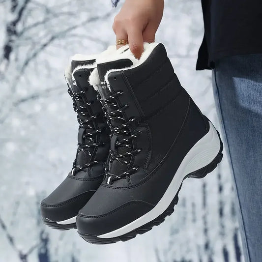 Women's Platform Winter Snow Boots – Warm Plush Fur Lining, Non-Slip Wedge Ankle Boots for Cold Weather