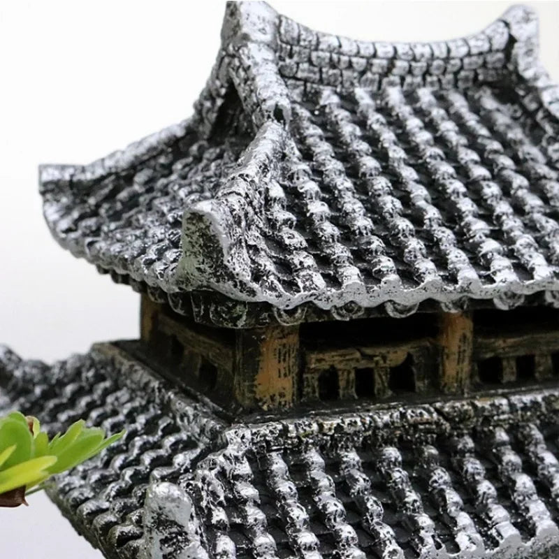 Ancient-Style Resin Landscape House Aquarium Decoration – Simulation Fish Tank Ornament for Aquascaping and Tank Design (299g / 335g)