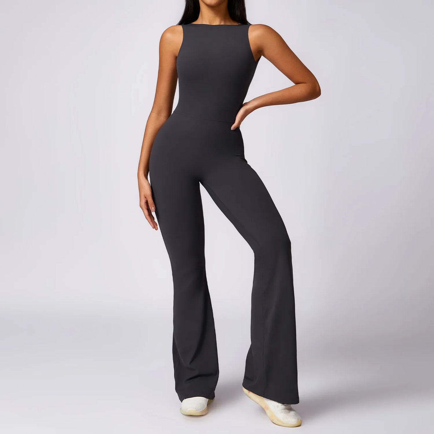 Women's One-Piece Sleeveless Yoga Jumpsuit – Full Body Gym Workout Bodysuit