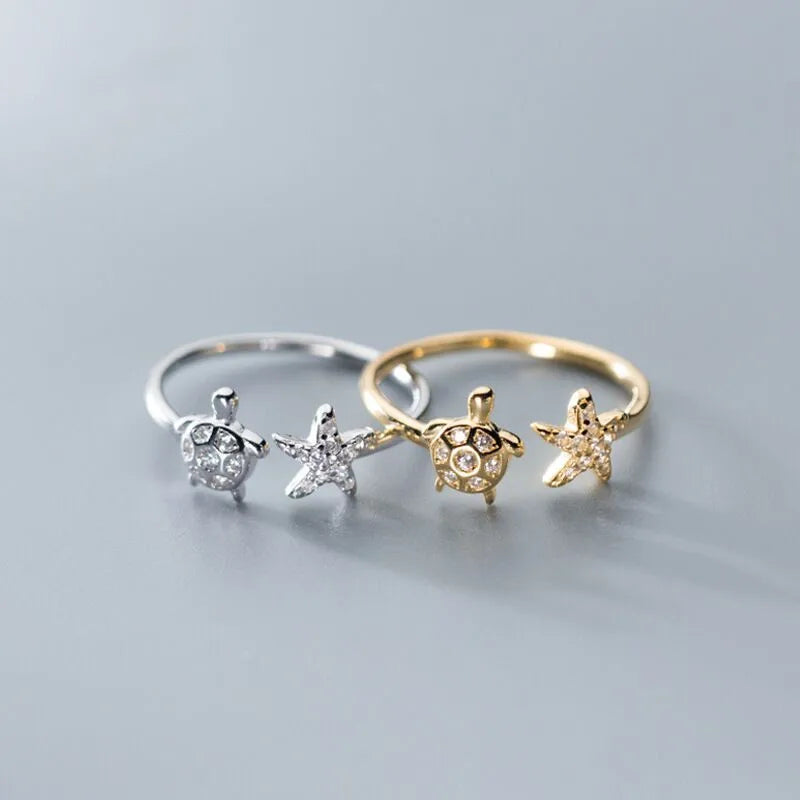 925 Sterling Silver Tortoise Adjustable Ring – Trendy Animal-Inspired Zircon Women’s Jewelry for Engagement or Daily Wear