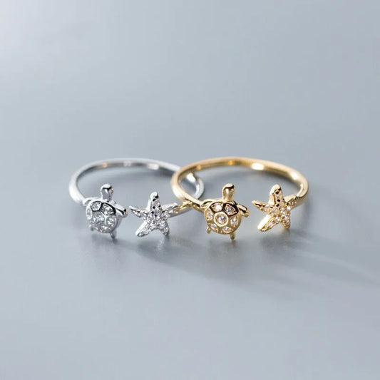 925 Sterling Silver Tortoise Adjustable Ring – Trendy Animal-Inspired Zircon Women’s Jewelry for Engagement or Daily Wear