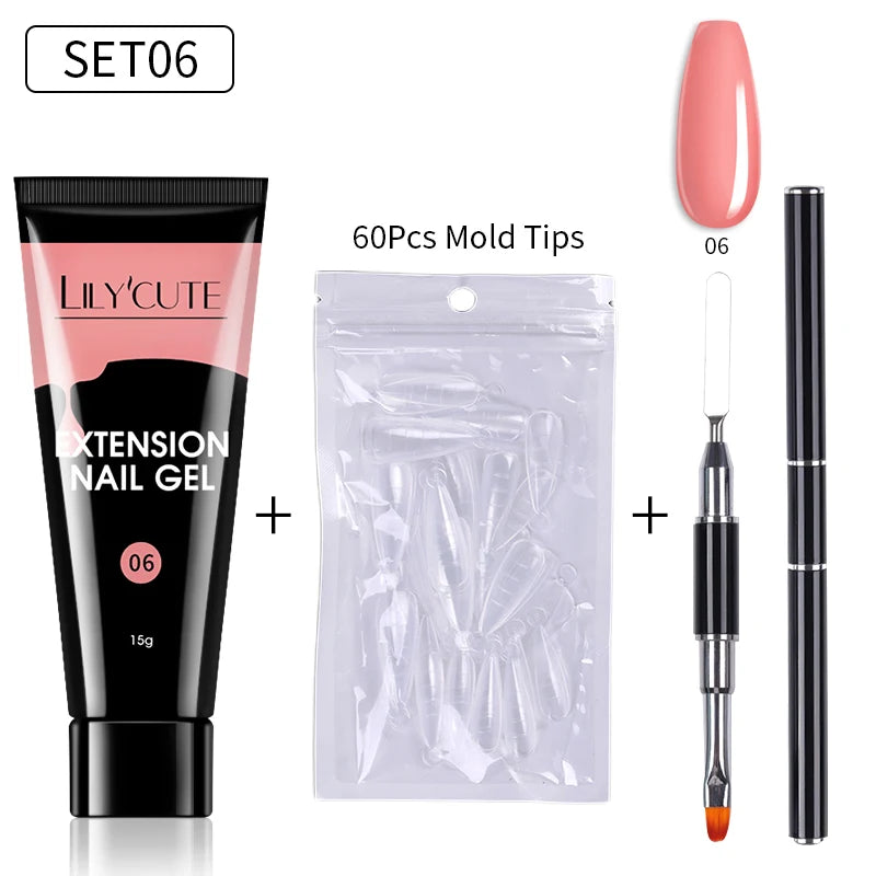 15ml Nail Extension Gel Kit – Soak Off UV Acrylic Gel in White, Clear & Pink for Home or Salon Nail Art