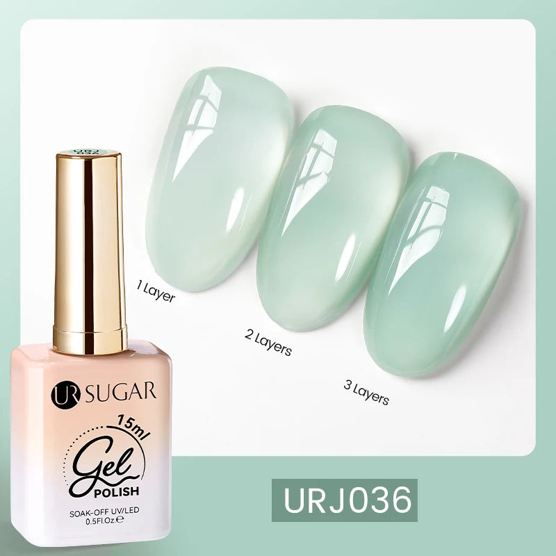 UR SUGAR 15ml Blood Red Jelly Gel Polish – Translucent Crystal Nude Gel for Fall & Winter UV/LED Manicure