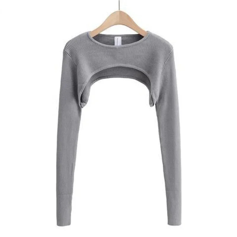 Women's Y2K Long Sleeve Crop Top – Slim Fit O-Neck Knitted Tee for Spring and Autumn Harajuku Aesthetic Fashion