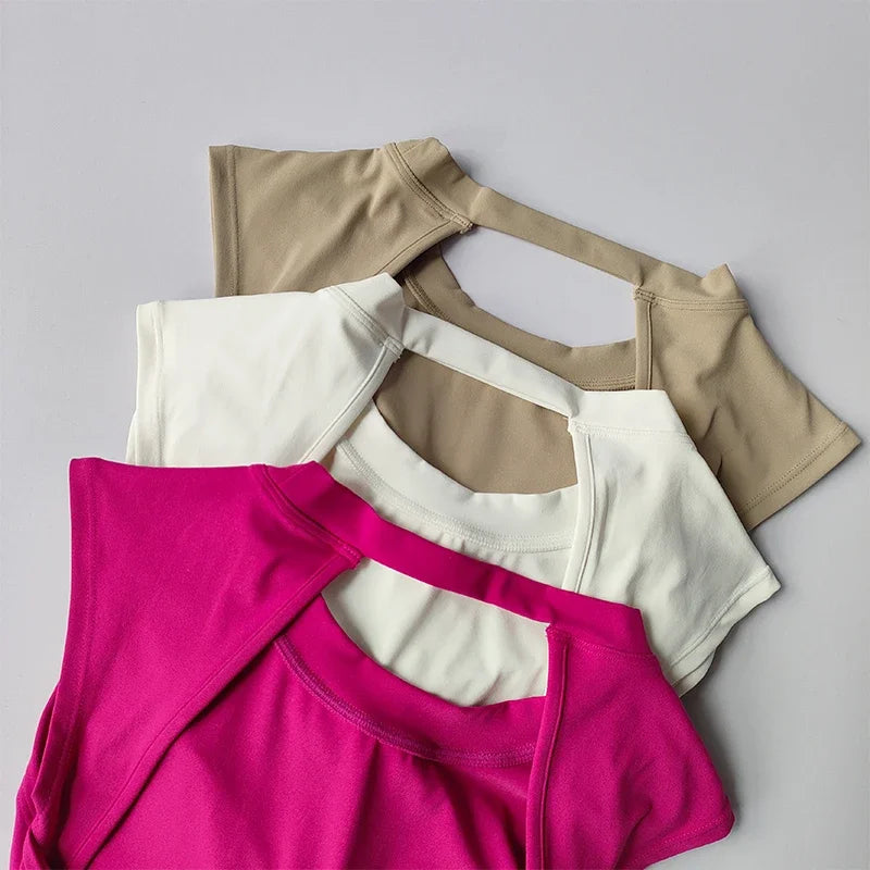 Backless Quick-Dry Yoga Vest – Slim Fit Sports Top with Chest Pads
