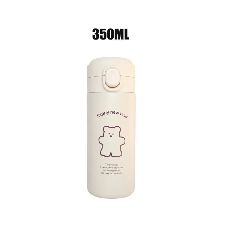 450ml Bear-Themed Thermos Cup – Portable Stainless Steel Water Bottle for Travel, Sports, and Outdoor Use