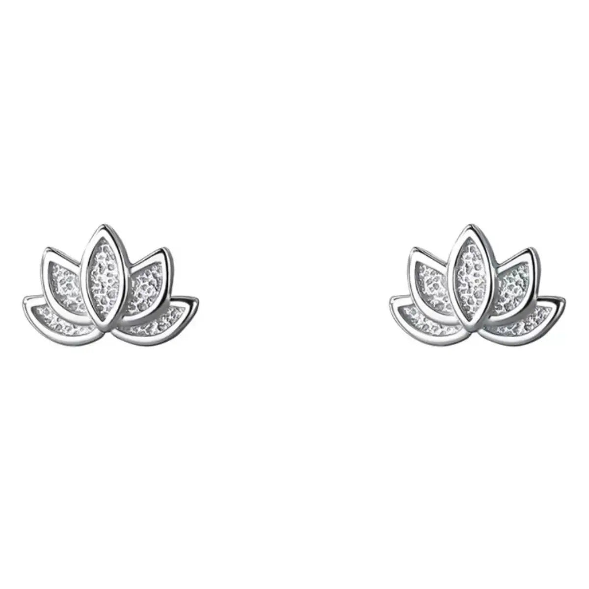 925 Sterling Silver Lotus Flower Stud Earrings – Elegant Small Floral Earrings for Women
