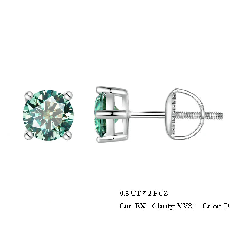 2 Carat Moissanite Heart Prong Stud Earrings – D Color VVS1 Stones on 925 Sterling Silver for Women