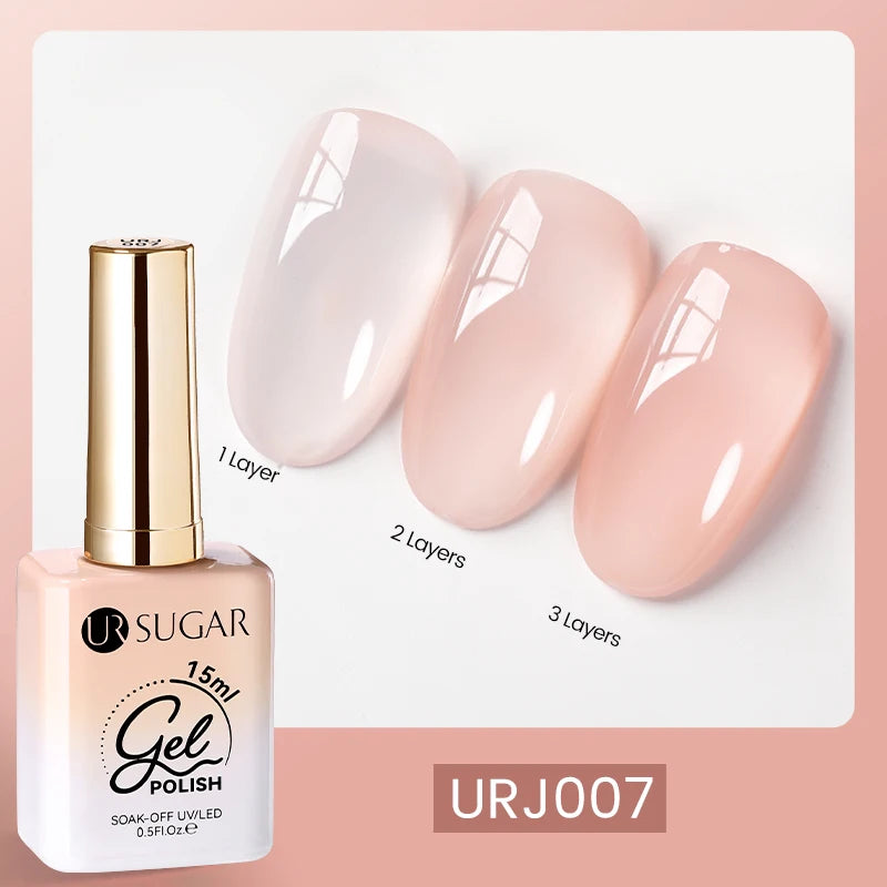 UR SUGAR 15ml Blood Red Jelly Gel Polish – Translucent Crystal Nude Gel for Fall & Winter UV/LED Manicure
