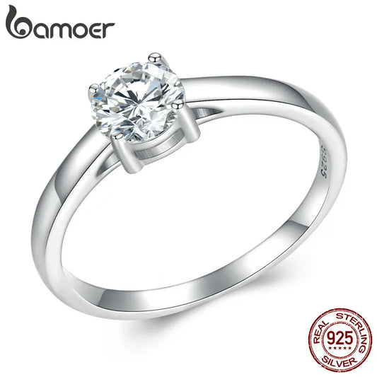 0.6 Carat Round Moissanite Engagement Ring – D Color VVS1 Stone on 925 Sterling Silver Prong Setting for Women