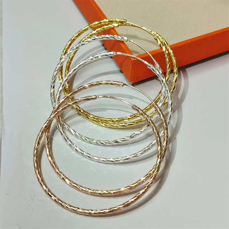 18K Yellow Gold Plated Sterling Silver Hoop Earrings for Women