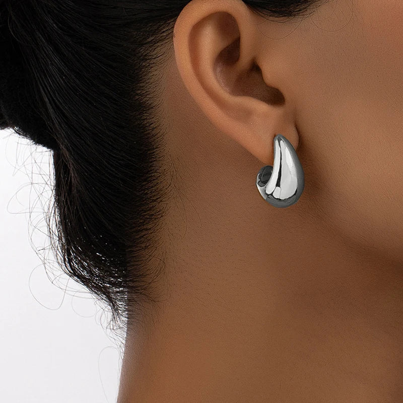 Triple-Layer Stainless Steel Hoop Earrings – Vintage C-Shape Geometric Drop Earrings for Women