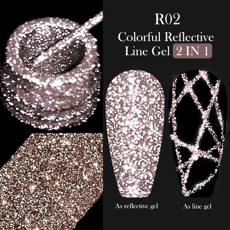 5ml Metallic Gold & Silver Liner Gel – Super Bright Mirror Nail Art Drawing Gel for French Tips & Design