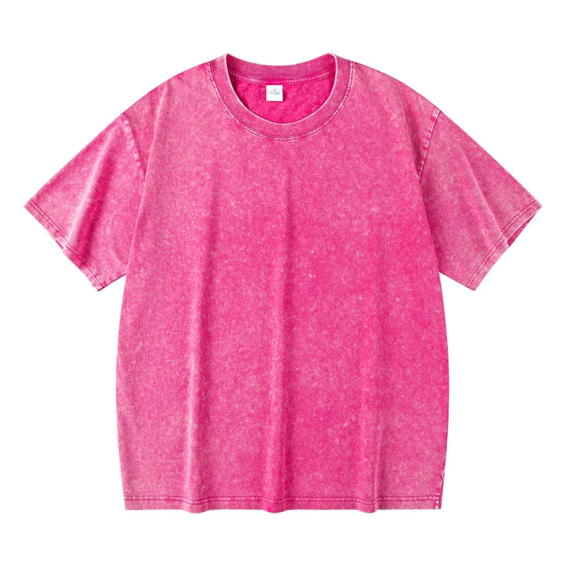 Unisex Washed Vintage Cotton T-Shirt – Loose Fit Retro Hip-Hop Harajuku Style Tee for Streetwear & Casual Summer Looks