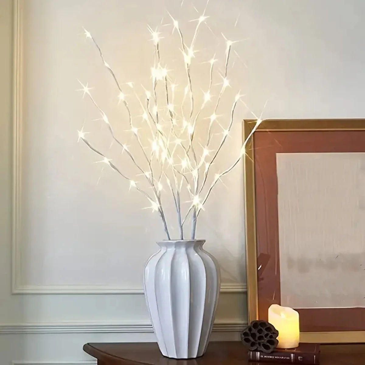 Battery-Operated LED White Birch Branch Lights – 28" Warm or White Twinkle Twig Lights for Christmas, Weddings, Bedroom & Outdoor Decor