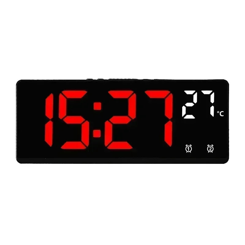 Voice Control LED Digital Alarm Clock – Dual Alarm, Temperature Display, Snooze & Night Mode Desk Clock