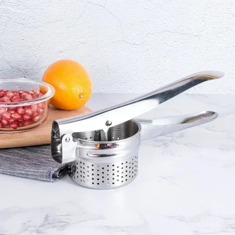 Stainless Steel Potato Ricer & Masher – Heavy-Duty Fruit and Vegetable Press for Puree, Juicing, and Mashing