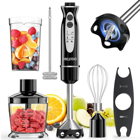 1000W Handheld Immersion Blender Set – Stainless Steel Stick Blender with Whisk, Chopper, Milk Frother & Beaker for Smoothies, Soups, and Baby Food