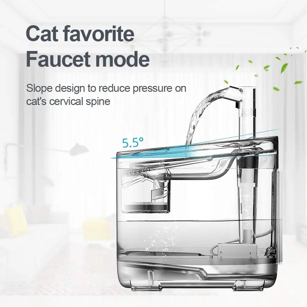 1.5L Transparent Cat Water Fountain – Ultra-Quiet Automatic Pet Drinking Dispenser with 3 Water Modes & Quadruple Filtration