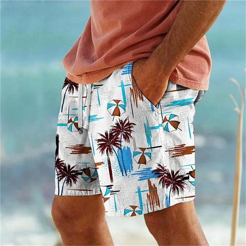 3D Palm Tree Print Beach Shorts – Unisex Summer Swimwear for Men and Women, Oversized Casual Fit